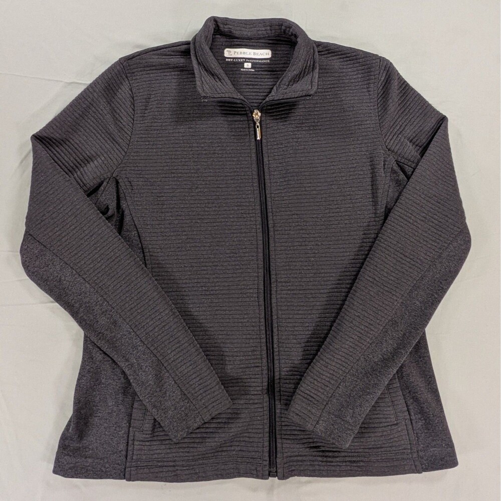 Pebble Beach Women's Size Small Golf Jackets Gray Ribbed Full Zip Dry-Luxe